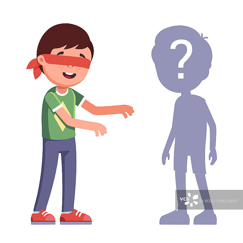 男孩们在玩蒙眼捉迷藏游戏图片素材