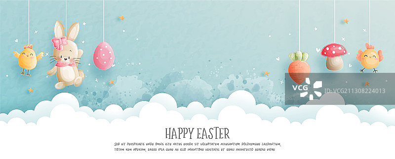 小兔子复活节贺卡图片素材