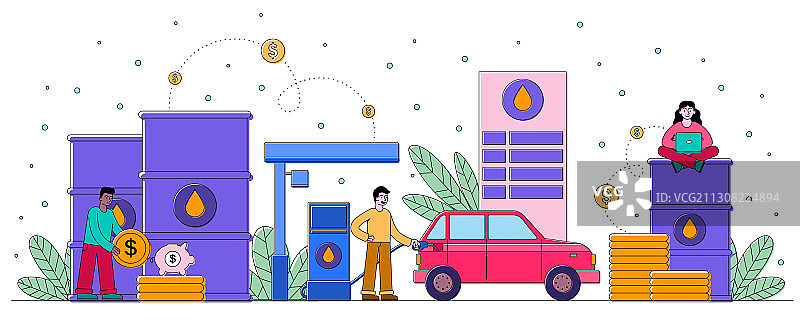 司机在加油站加油图片素材