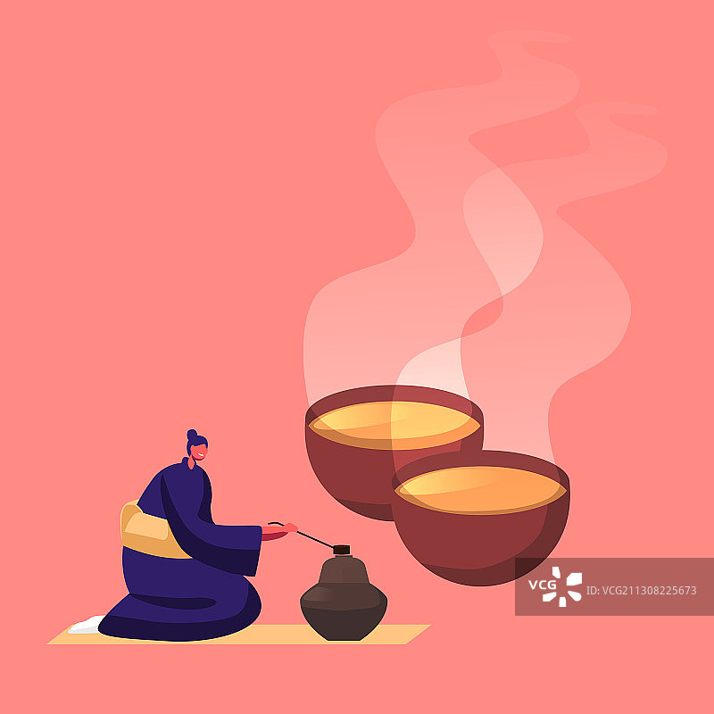 身穿中国传统服装的迷你女性角色图片素材