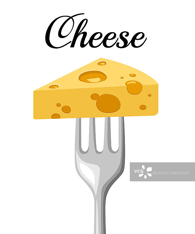 钢叉上的三角形奶酪图片素材