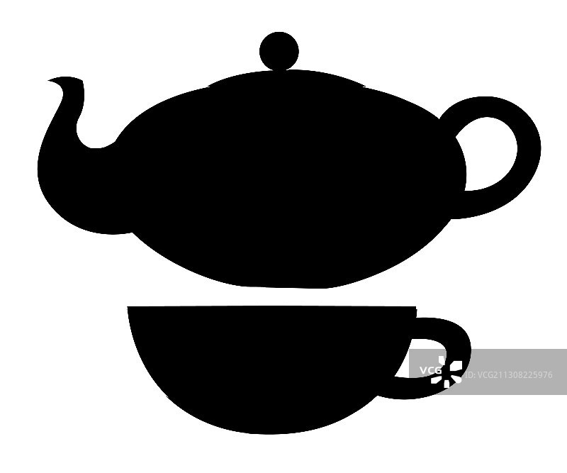 茶壶和杯子图标茶具扁平风格图片素材