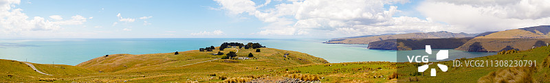 新西兰坎特伯雷，戈德利角公园海景全景图片素材