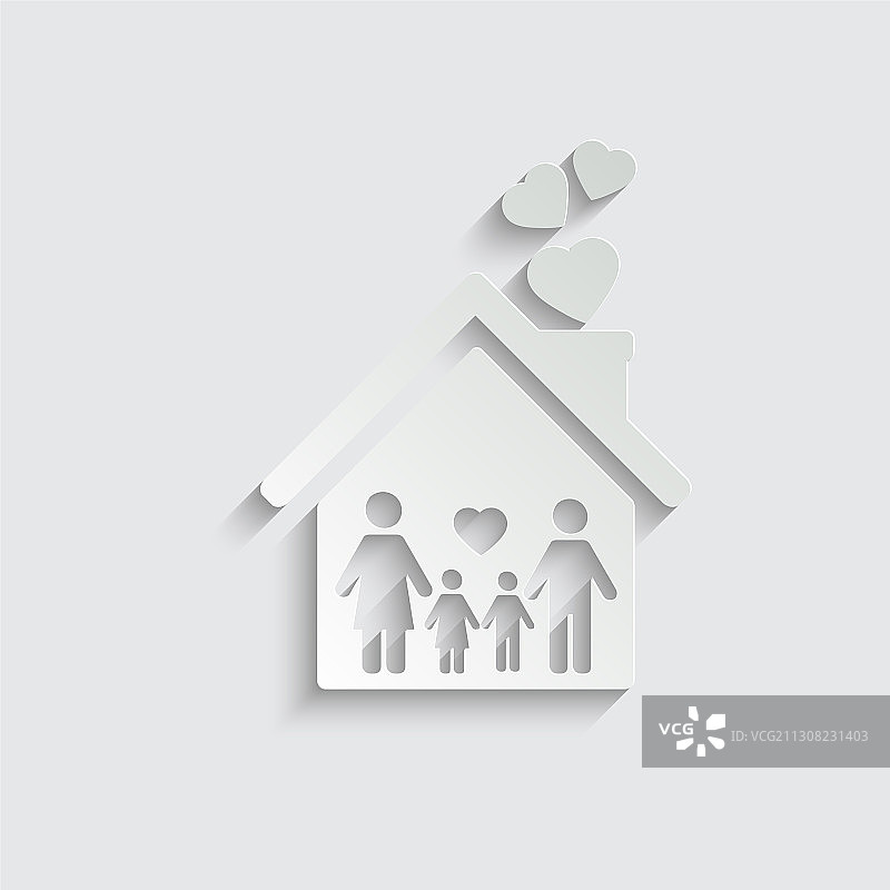 纸艺家庭房屋图标图片素材