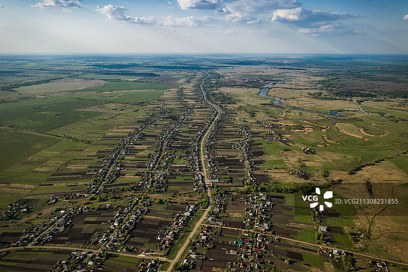 俄罗斯坦波夫州农业田地航拍图片素材