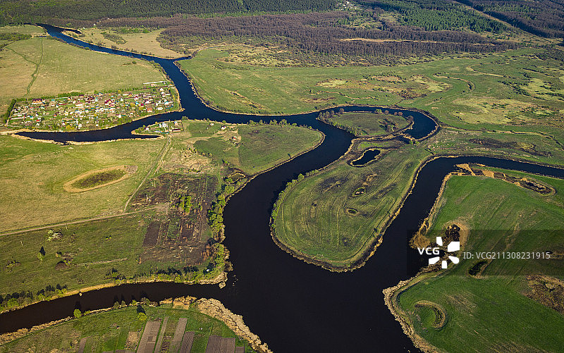 坦波夫州农业田地高角度视图，俄罗斯图片素材