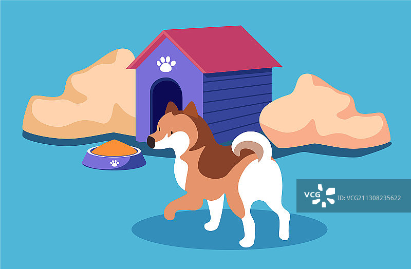 带有宠物碗犬粮的狗舍图片素材