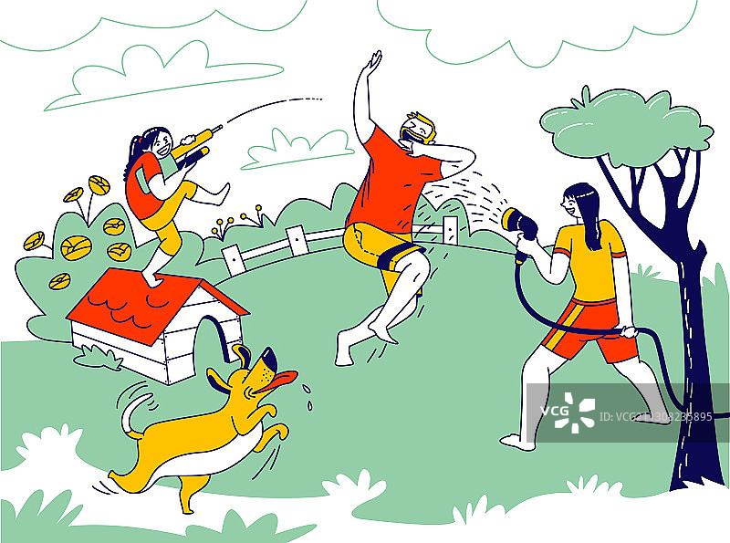 幸福家庭在水中嬉戏图片素材