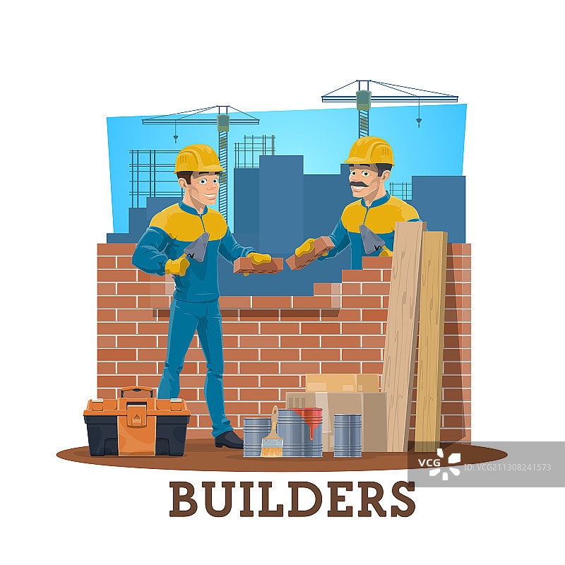 砌砖工人，建筑工人们，建筑业工人图片素材
