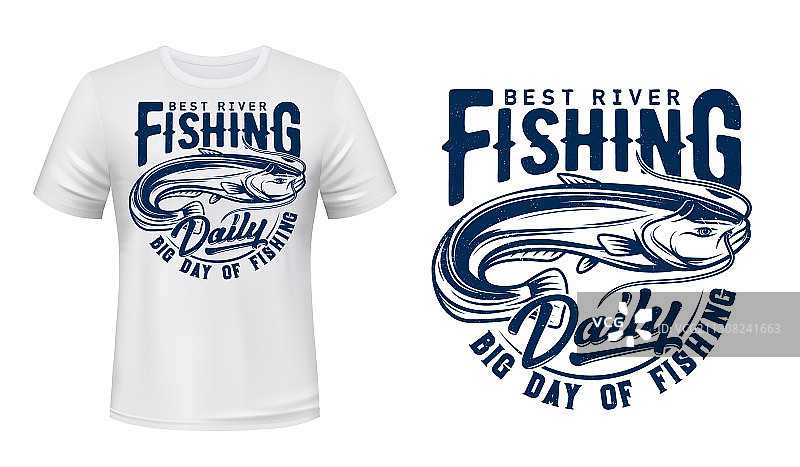 鲶鱼图案T恤设计图片素材