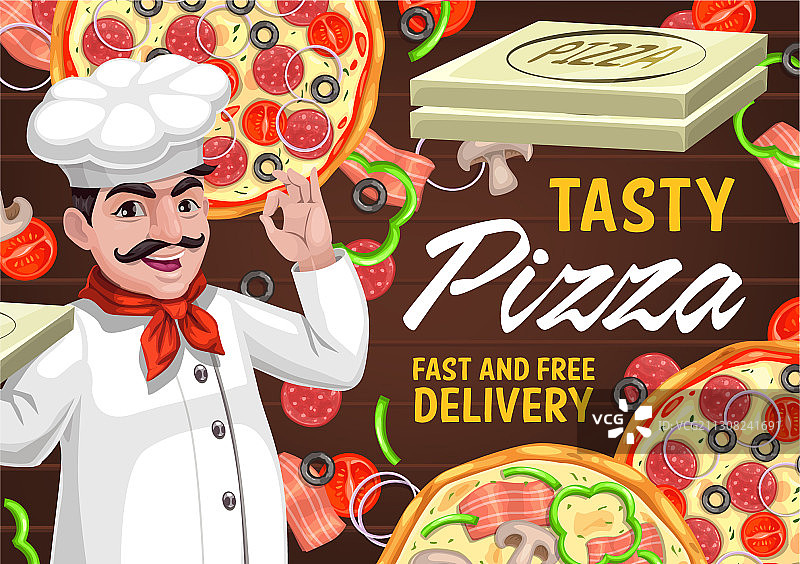 披萨厨师意大利餐厅外卖海报图片素材