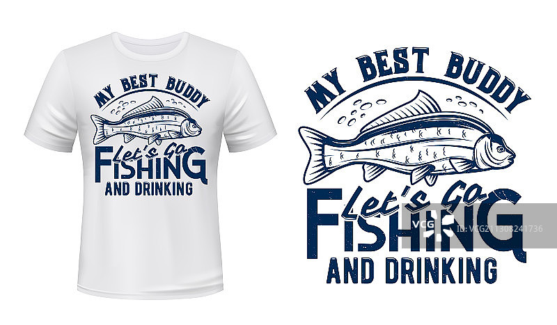 鲤鱼印花模型钓鱼运动俱乐部T恤图片素材