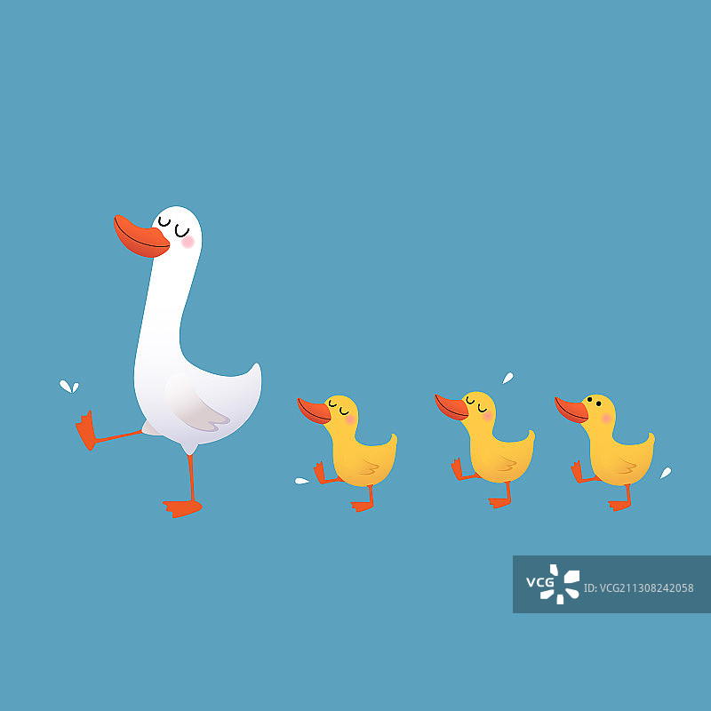 卡通鸭妈妈和小鸭图片素材