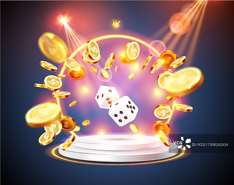 发光边框环绕的文字赌场图片素材