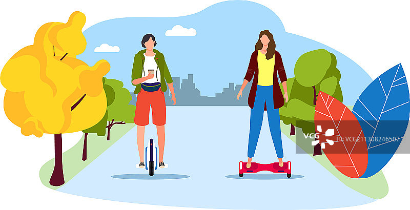 人们驾驶电动平衡车图片素材