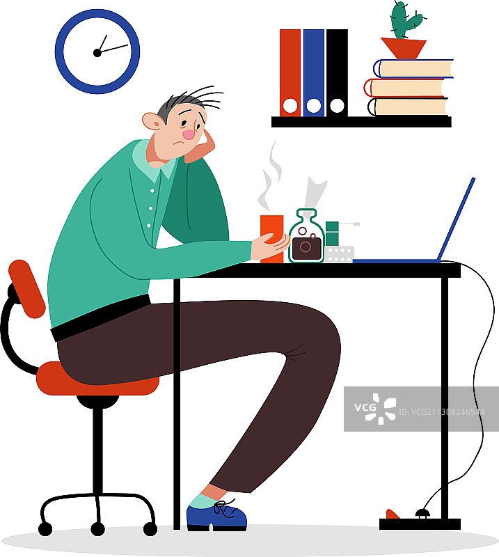 头痛的办公室男性工作人员图片素材