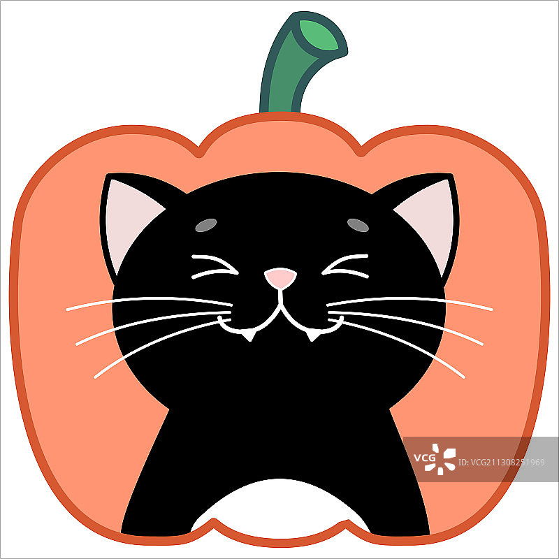 可爱快乐的猫圆形图标表情符号黑色图片素材