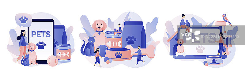 宠物护理店小人与宠物概念图片素材