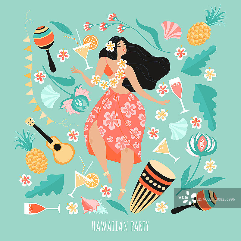 夏威夷派对舞蹈女孩概念图片素材