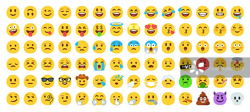 扁平黄色表情符号合集图片素材