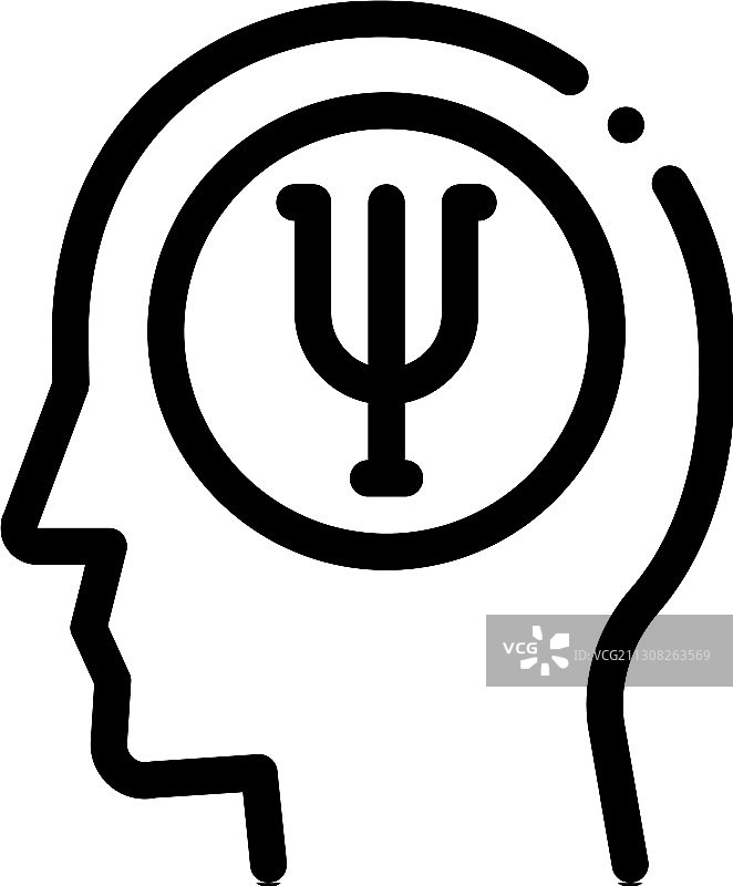 人脑中的心理学图标轮廓图片素材