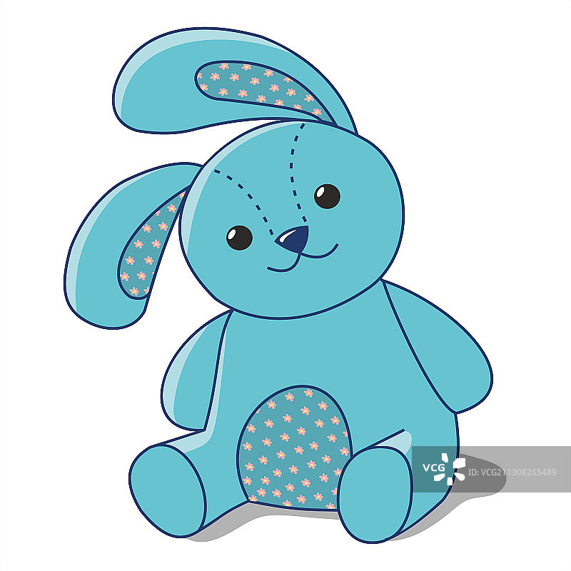 蓝色兔子布料图片素材