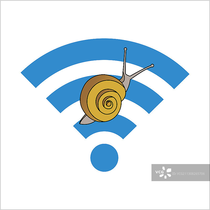蜗牛在Wi-Fi标志上，网速慢图片素材