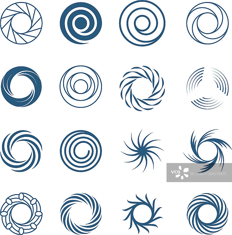 时尚圆形抽象螺旋图案合集图片素材