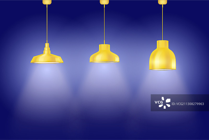 黄色复古灯具组合图片素材
