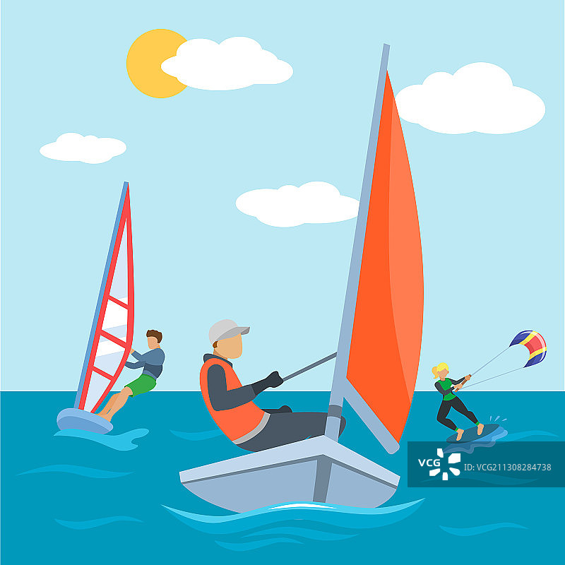 海上风筝冲浪运动图片素材