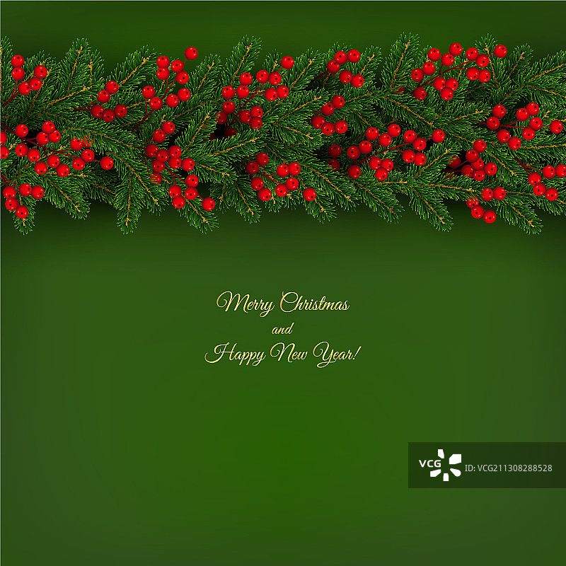 圣诞新年边框逼真树枝图片素材