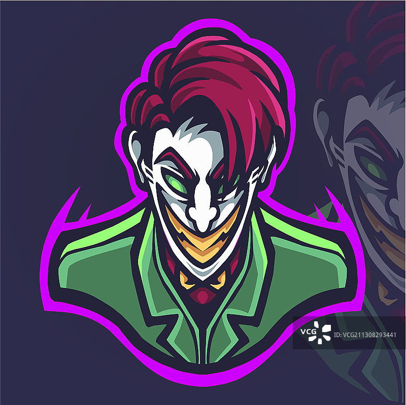 小丑电竞吉祥物标志设计图片素材