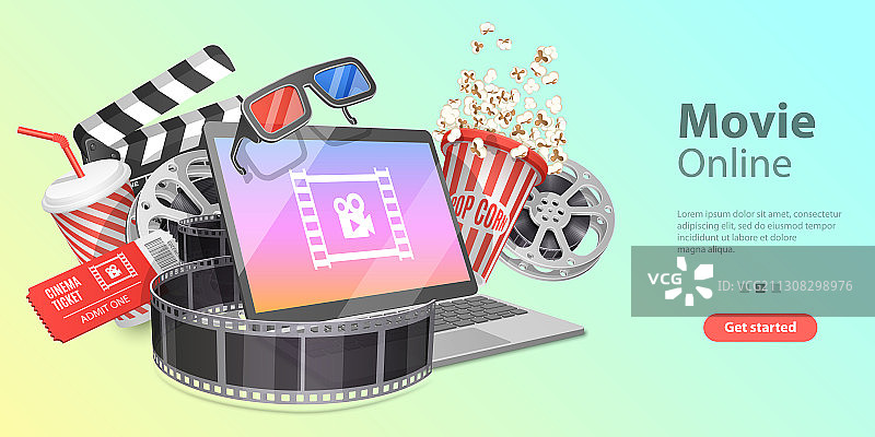 3D电影院在线影院观看图片素材