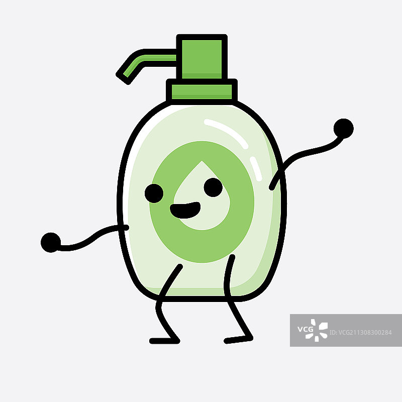 可爱的洗手液吉祥物人物在平图片素材