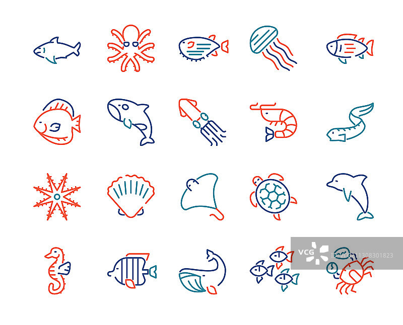 彩色线性图标无缝图案图片素材