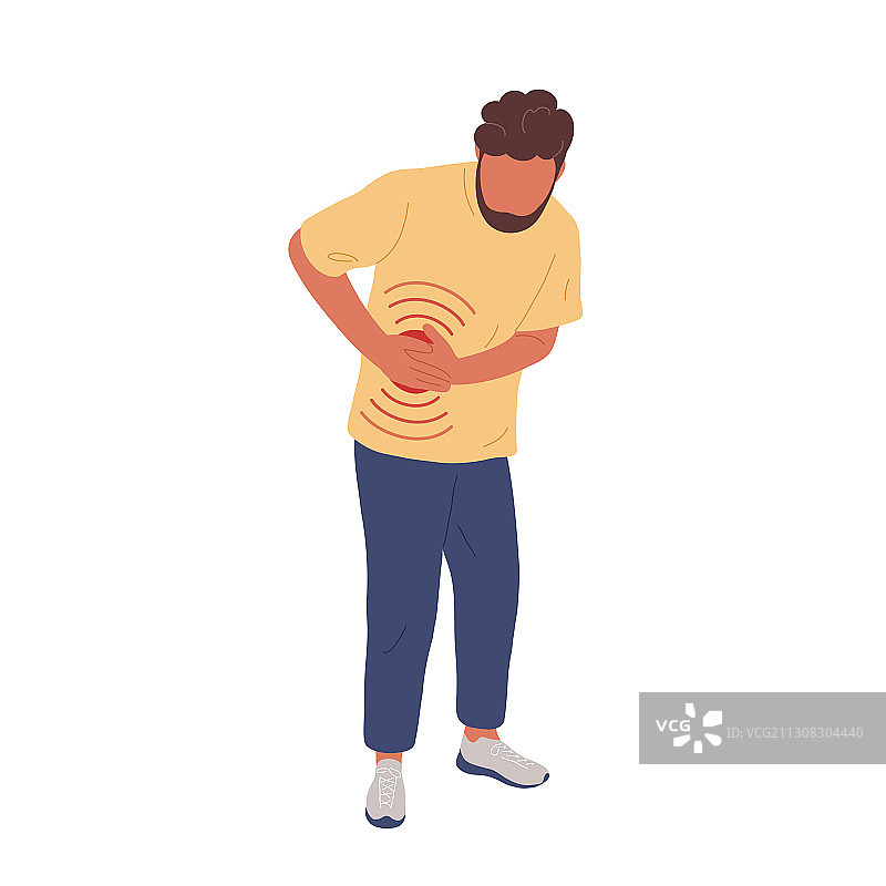 生病的男人侧腹疼痛图片素材