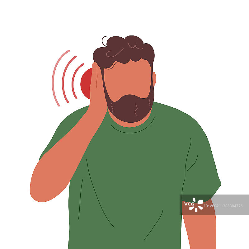 捂着耳朵的耳痛男人图片素材