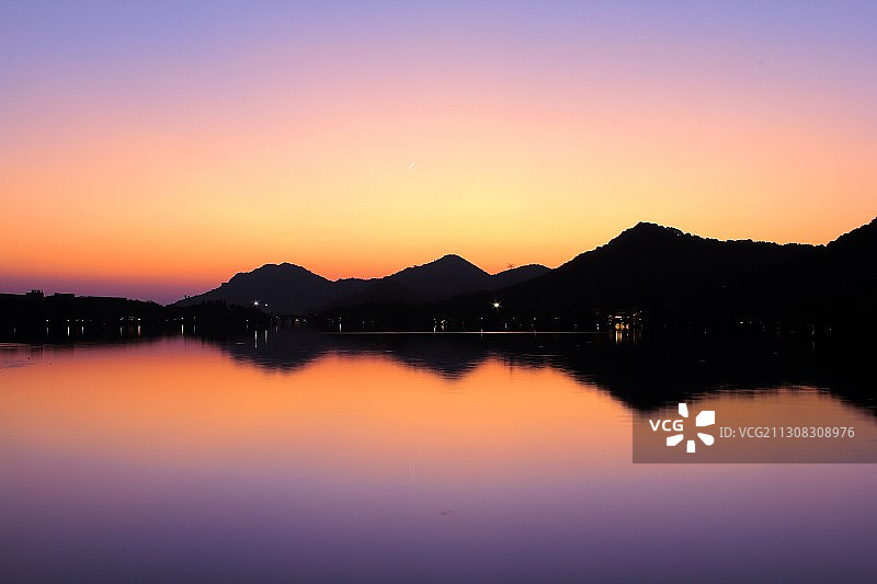 湘湖日暮图片素材