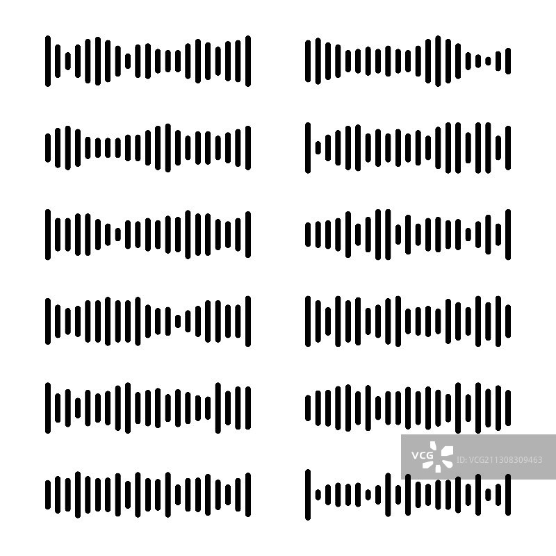 带声波消息的语音消息图标套装图片素材