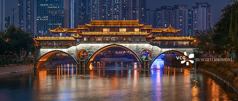 成都安顺廊桥夜景图片素材
