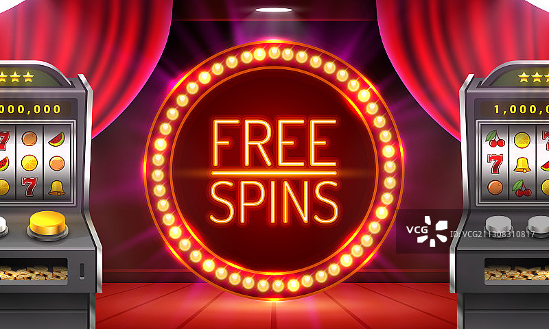 赌场免费旋转777老虎机标志图片素材