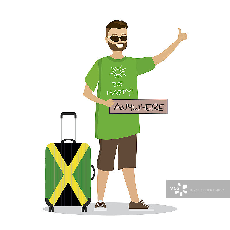 卡通快乐男人拿着标牌图片素材