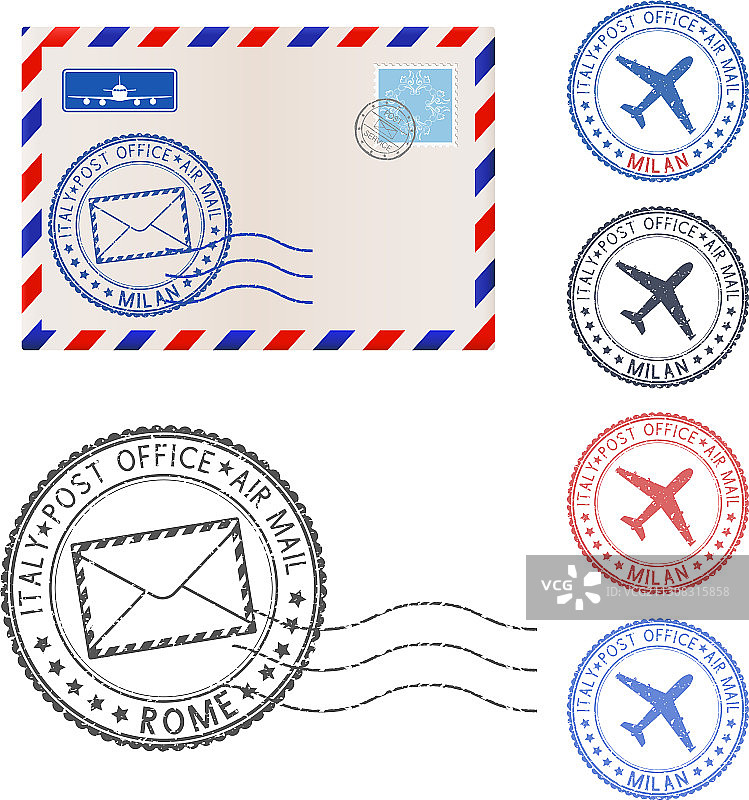 空白信封和邮戳元素图片素材