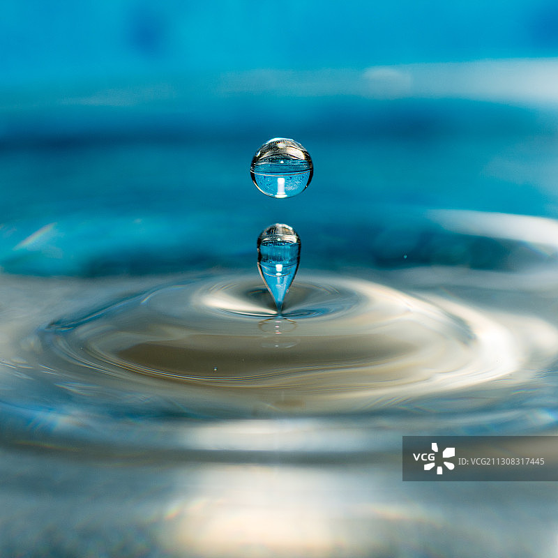 水滴落下特写图片素材