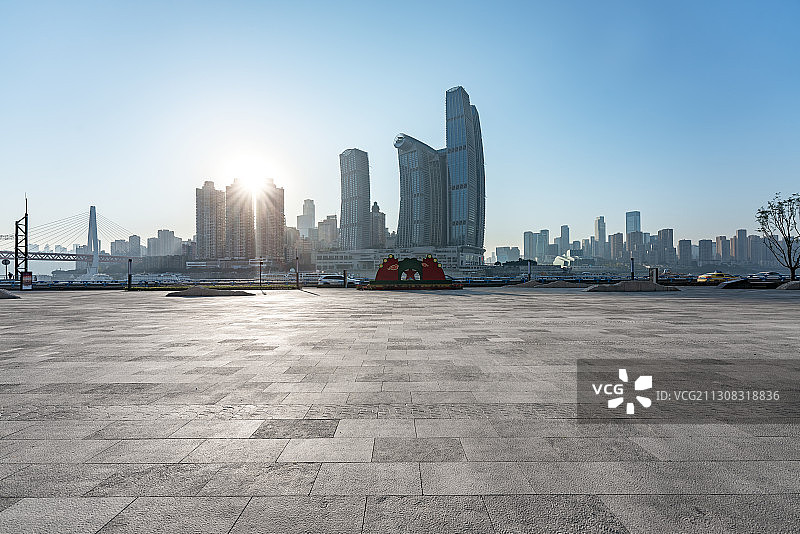 重庆来福士日落 汽车背景图片素材