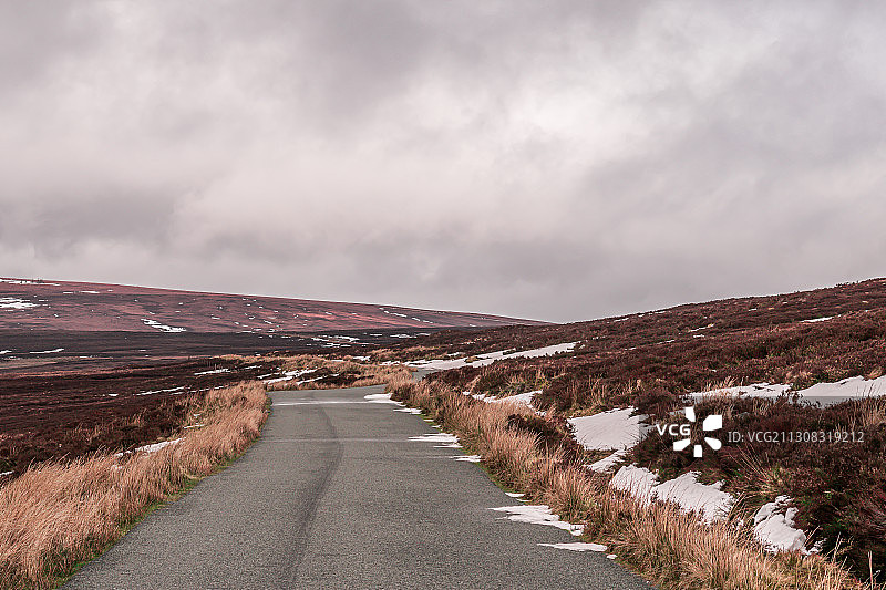 威克洛山脉的田野空旷道路，爱尔兰图片素材