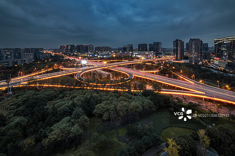 成都天府立交夜景图片素材