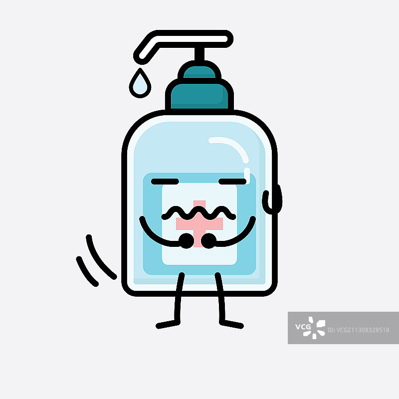 可爱的洗手液吉祥物人物在平图片素材