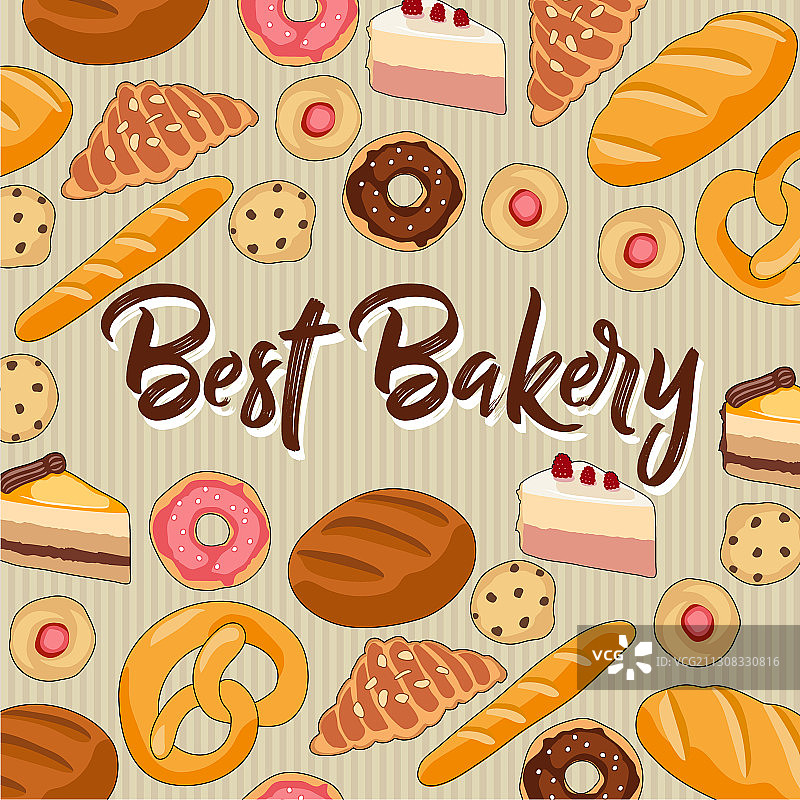手绘甜甜圈饼干蛋糕面包店图片素材