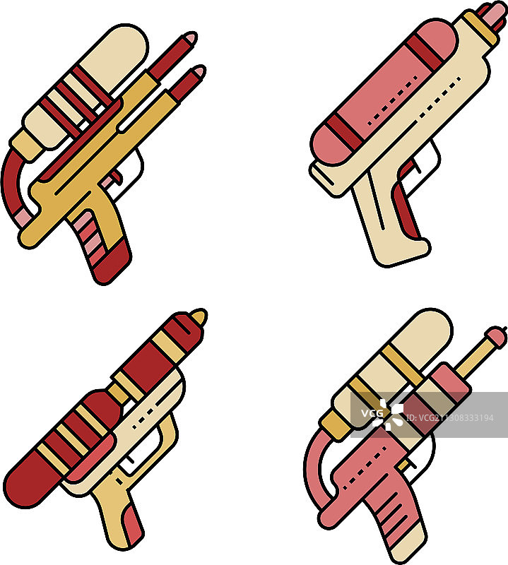 水枪图标线条颜色设置图片素材